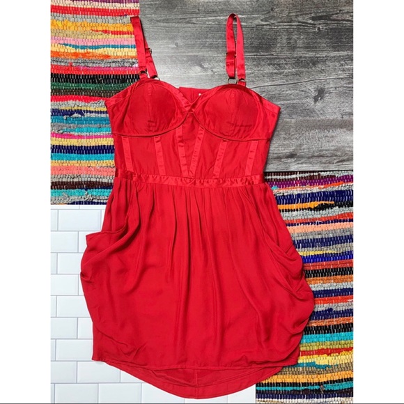 Madison Marcus Dresses & Skirts - Madison Marcus Red Silk Corset Mini Dress